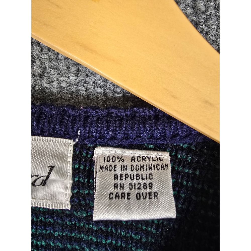Silvercord Plaid Button Cardigan Navy Green Gold Buttons XL‎ Women Cozy Knit - Picture 4 of 8